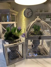 Load image into Gallery viewer, Set Of Two Chicken Wire Cage Lanterns Rustic Country