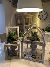 Load image into Gallery viewer, Set Of Two Chicken Wire Cage Lanterns Rustic Country