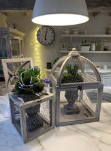 Load image into Gallery viewer, Set Of Two Chicken Wire Cage Lanterns Rustic Country