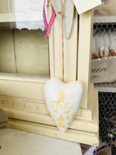 Load image into Gallery viewer, Heart made from canvas with string loop handmade.