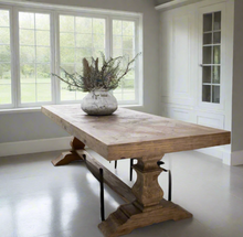 Load image into Gallery viewer, COUNTRY HOMES & INTERIORS: LARGE SALVAGED BLEACHED PINE DINING TABLE