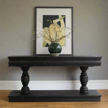 Load image into Gallery viewer, LARGE DISTRESSED BLACK CONSOLE TABLE The Interior Co