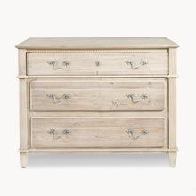 Load image into Gallery viewer, Natural washed three drawer chest with grey top