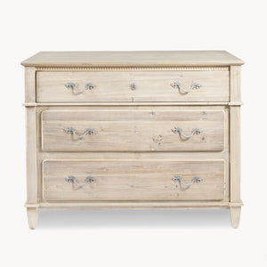 Natural washed three drawer chest with grey top