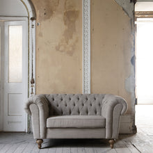 Load image into Gallery viewer, Two seater button back linen sofa
