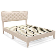 Load image into Gallery viewer, French Bed Frame with Button Tufted Headboard In Cream