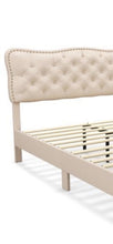 Load image into Gallery viewer, French Bed Frame with Button Tufted Headboard In Cream