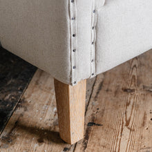 Load image into Gallery viewer, OAK FRENCH LOOK BEIGE ARM CHAIR WITH FRENCH BLUE STRIPE