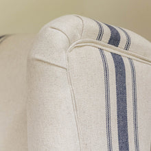 Load image into Gallery viewer, OAK FRENCH LOOK BEIGE ARM CHAIR WITH FRENCH BLUE STRIPE