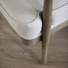 Load image into Gallery viewer, BEIGE CURVED OAK FRAMED ARMCHAIR