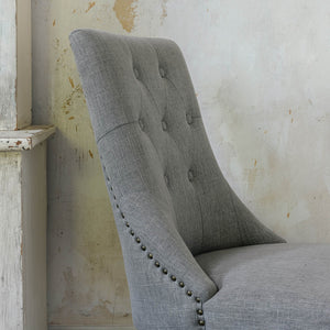 Grey, padded dining chair
