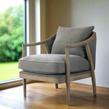 Load image into Gallery viewer, GREY CURVED OAK FRAMED ARMCHAIR