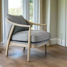Load image into Gallery viewer, GREY CURVED OAK FRAMED ARMCHAIR
