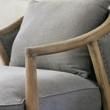 Load image into Gallery viewer, GREY CURVED OAK FRAMED ARMCHAIR