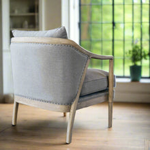 Load image into Gallery viewer, GREY CURVED OAK FRAMED ARMCHAIR