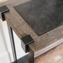 Load image into Gallery viewer, Oak and Iron console table with stone top