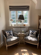 Load image into Gallery viewer, Washed Distressed French Style Armchair Upholstered In Grey Solid Wooden Frame