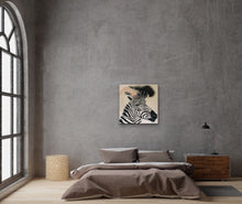 Load image into Gallery viewer, Zebra Diva In lockdown By artist Kerrie Griffin The Interior Co 61cm x 61cm