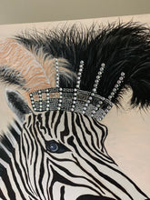 Load image into Gallery viewer, Zebra Diva In lockdown By artist Kerrie Griffin The Interior Co 61cm x 61cm