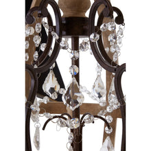 Load image into Gallery viewer, ROUND 5 ARM CHANDELIER wooden iron and glass
