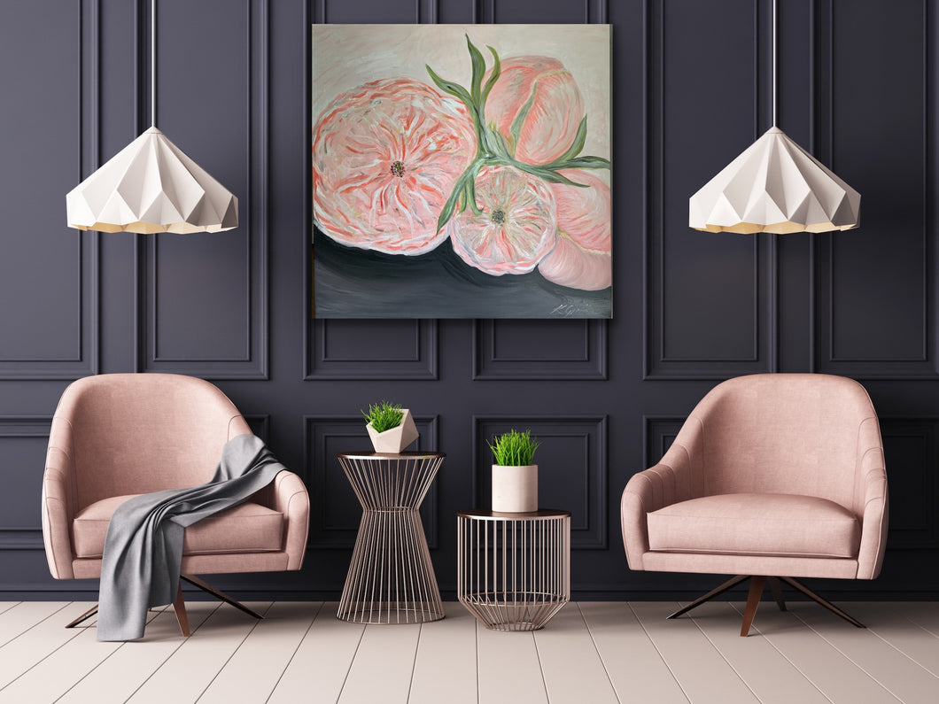 Peony and Sage original canvas by Kerrie Griffin