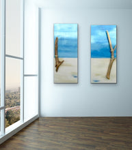 Load image into Gallery viewer, "Perfect Peace" Set Of 2 Beach Scenes with Driftwood Original Paintings 10 x 24 by Kerrie Griffin-Rogers