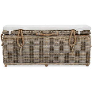 NATURAL RATTAN STORAGE BENCH WITH CUSHION the interior co 