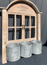 Load image into Gallery viewer, Distressed White Chicken Wire Window Tin Pot Planter