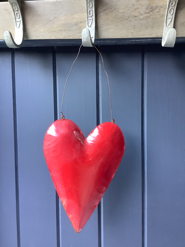 Large Red Rustic Rusty Tin Heart 