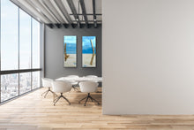 Load image into Gallery viewer, "Perfect Peace" Set Of 2 Beach Scenes with Driftwood Original Paintings 10 x 24 by Kerrie Griffin-Rogers