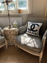 Load image into Gallery viewer, Washed Distressed French Style Armchair Upholstered In Grey Solid Wooden Frame