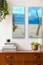 Load image into Gallery viewer, &quot;Perfect Peace&quot; Set Of 2 Beach Scenes with Driftwood Original Paintings 10 x 24 by Kerrie Griffin-Rogers
