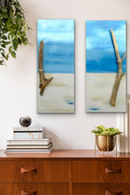 Load image into Gallery viewer, "Perfect Peace" Set Of 2 Beach Scenes with Driftwood Original Paintings 10 x 24 by Kerrie Griffin-Rogers