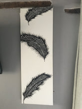 Load image into Gallery viewer, Original Canvas Feather Painting "Wishes Being Granted" Cream Background 35x12 inch By Kerrie Griffin Available from The Interior Co