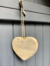Load image into Gallery viewer, Hand Painted Wooden heart in Cream With Natural String Hanging Cord
