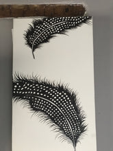 Load image into Gallery viewer, Original Canvas Feather Painting "Wishes Being Granted" Cream Background 35x12 inch By Kerrie Griffin Available from The Interior Co