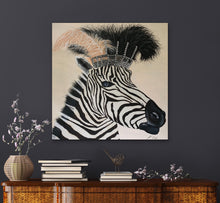 Load image into Gallery viewer, Zebra Diva In lockdown By artist Kerrie Griffin The Interior Co  61cm x 61cm 
