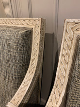 Load image into Gallery viewer, Washed Distressed French Style Armchair Upholstered In Grey Solid Wooden Frame