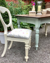Load image into Gallery viewer, Country Dining Set Oak Table And Two Upholstered Mahogany Chairs