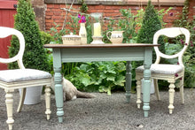 Load image into Gallery viewer, Country Dining Set Oak Table And Two Upholstered Mahogany Chairs