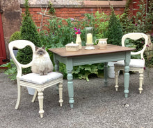 Load image into Gallery viewer, Country Dining Set Oak Table And Two Upholstered Mahogany Chairs
