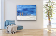 Load image into Gallery viewer, "Perfect Peace" Extra Large Beach Scene Original Canvas with Driftwood 36 x 46 inches by Kerrie Griffin available from The Interior Co
