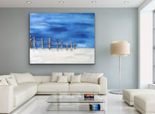 Load image into Gallery viewer, "Perfect Peace" Extra Large Beach Scene Original Canvas with Driftwood 36 x 46 inches by Kerrie Griffin available from The Interior Co