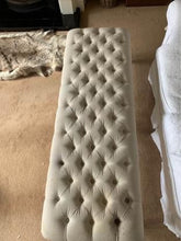 Load image into Gallery viewer, French style 'Bench footstool' Buttoned in cream natural linen Fabric The Interior Co