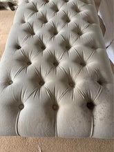 Load image into Gallery viewer, French style 'Bench footstool' Buttoned in cream natural linen Fabric The Interior Co