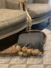 Load image into Gallery viewer, Charcoal Throw with Fur Pompoms
