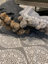 Load image into Gallery viewer, Grey Throw Rabbit Pompom edge by the interior co
