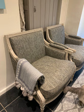 Load image into Gallery viewer, Grey Throw Rabbit Pompom edge by the interior co