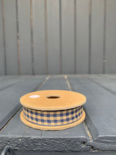 Load image into Gallery viewer, East Of India - Blue Gingham Ribbon Spool
