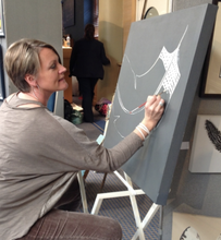 Load image into Gallery viewer, Original canvas Angel Feather Follow Your Dreams-Hidden Heart Range 24 inch square on a solid grey background